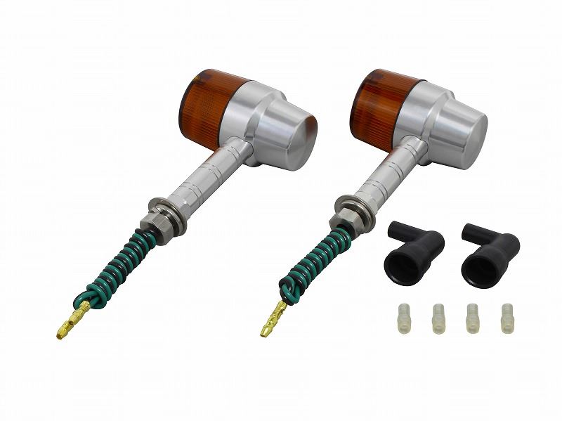 Middle Machine Winker Super Long Stay Silver/Orange Single Bulb/Superbike Type (2 pieces)