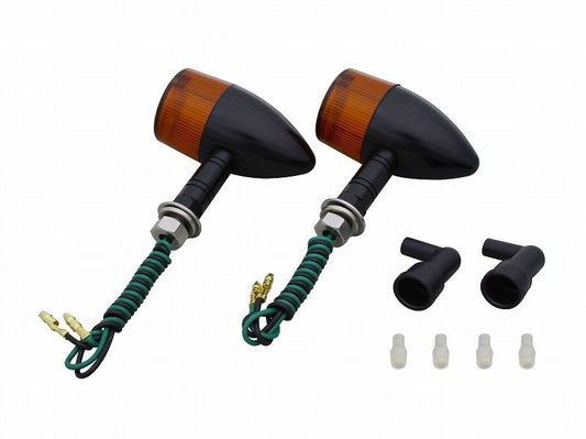 ミドルマシンドウインカー ロングステー ブラック/オレンジ シングル球/砲弾タイプ 2個入り