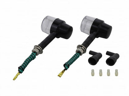 Middle Machine Turn Signal Super Long Stay Black/Clear Single Bulb/Superbike Type 2-Pack