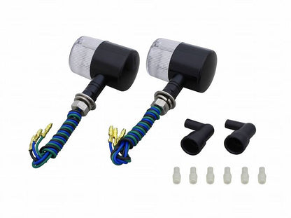 Middle Machine Turn Signal, Short Stay, Black/Clear, Double Bulb/71 Type, 2 Pieces