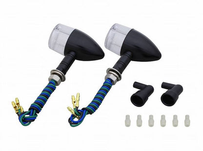 Middle Machine Winkers, Long Stay, Black/Clear, Double Bulb/Bullet Type, 2 pcs.
