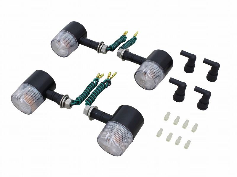 Middle Machine Turn Signals Semi-Universal Set Black/Clear Single Bulb/71 Type