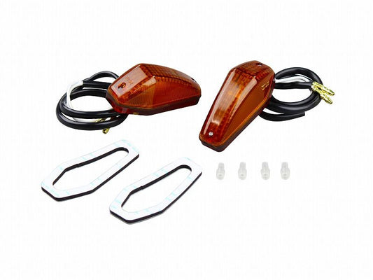 貼り付けウインカー エアロシャープミニタイプ シングル球 12V10Wバルブ付 2個入り オレンジレンズ