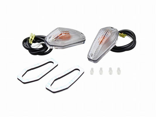 貼り付けウインカー エアロシャープミニタイプ シングル球 12V10Wバルブ付 2個入り クリアーレンズ