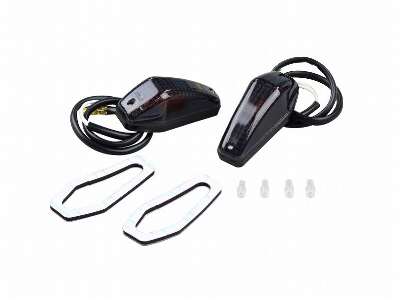 貼り付けウインカー エアロシャープミニタイプ シングル球 12V10Wバルブ付 2個入り スモークレンズ