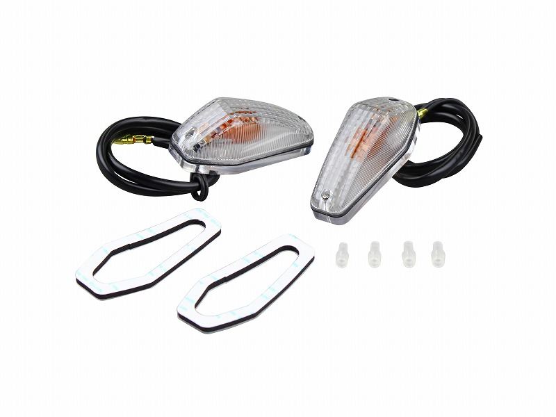 貼り付けウインカー エアロシャープミニタイプ シングル球 12V15Wバルブ付 2個入り クリアーレンズ