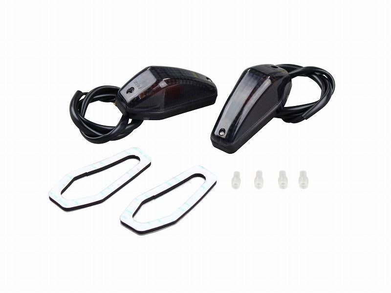貼り付けウインカー エアロシャープミニタイプ シングル球 12V15Wバルブ付 2個入り スモークレンズ