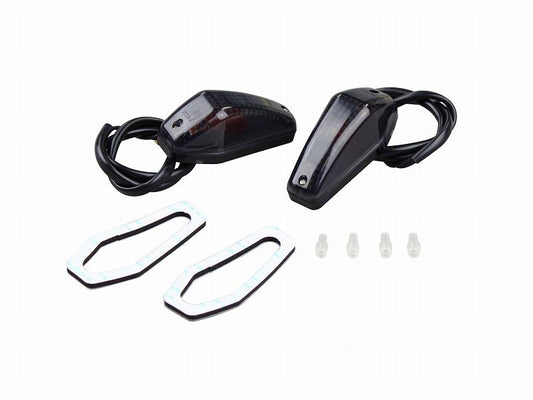 貼り付けウインカー エアロシャープミニタイプ シングル球 12V15Wバルブ付 2個入り スモークレンズ