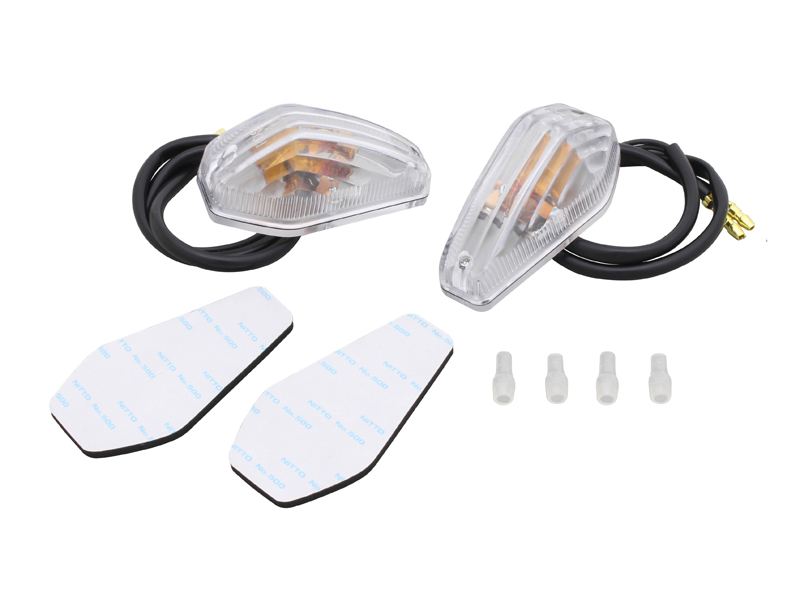 Stick-on Turn Signals, Aero Stream Type, Single Bulb, 12V 15W Bulb Included, 2 Pieces, Clear Lens