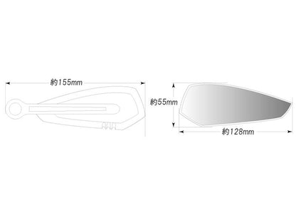 Flat Rearview Mirror Wing Type Right Side Chrome