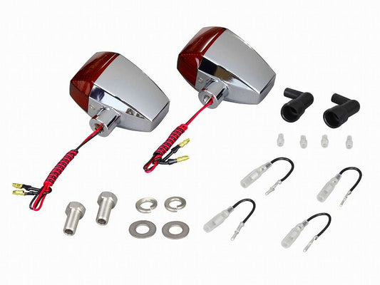 0 ZR Type LED Turn Signals Standard Lens Diamond Cut Single Bulb Type 2 pcs Plated Body/Orange Lens
