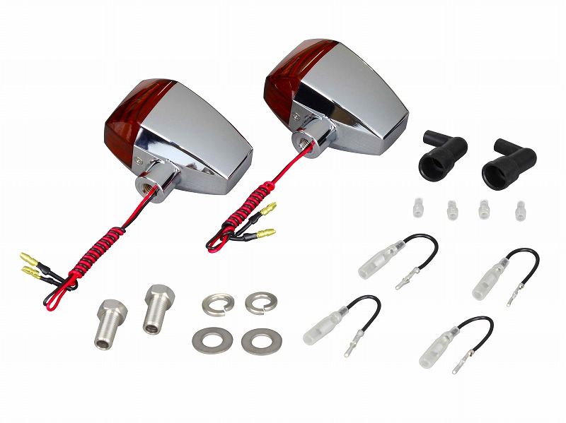 0 ZRタイプLEDウインカー クリスタルカットレンズ シングル仕様 2個入り メッキボディ/オレンジレンズ