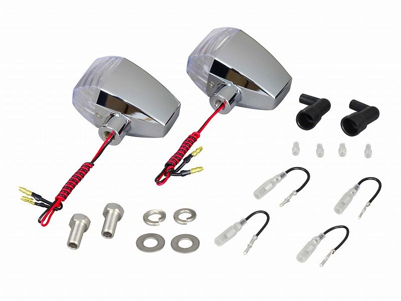 0 ZRタイプLEDウインカー クリスタルカットレンズ シングル仕様 2個入り メッキボディ/クリアーレンズ