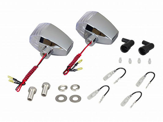 0 ZR Type LED Turn Signals, Crystal Cut Lens, Single Filament, 2 pieces, Chrome Body/Clear Lens