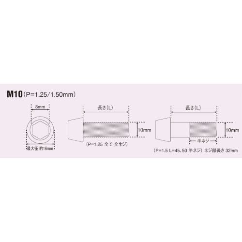 10mmステンレステーパーキャップボルト P-1.5 M10X35mm 4本入り