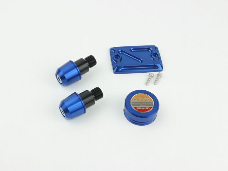Dress-up 3-piece set: Front and Rear Master Cylinder Caps & Solid Bar Ends (Blue) for MT-07/MT-09/XSR900