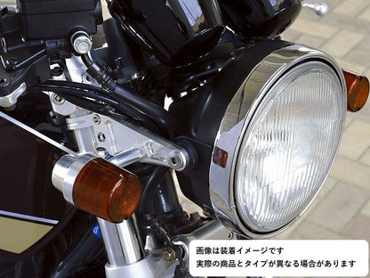 マシンドロングヘッドライトステー 2サークルクランプタイプ 43mm シルバー