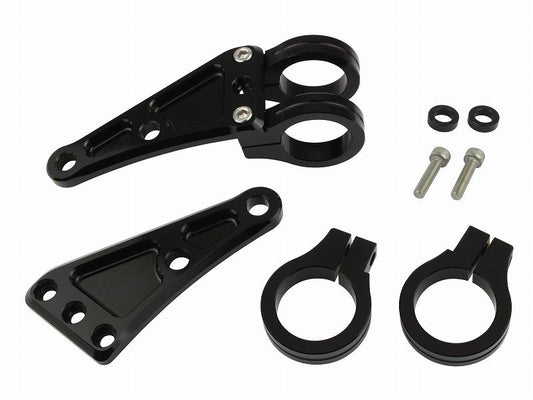 マシンドロングヘッドライトステー 2サークルクランプタイプ 35mm ブラック