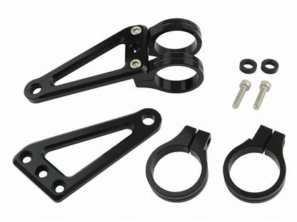 マシンドホリゾンロングヘッドライトステー 2サークルクランプタイプ 39mm ブラック