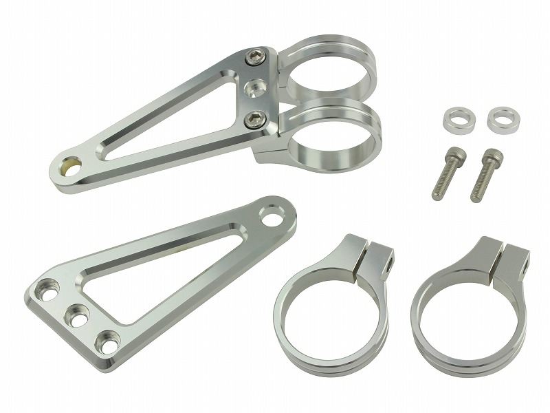 マシンドホリゾンロングヘッドライトステー 2サークルクランクタイプ 41mm シルバー
