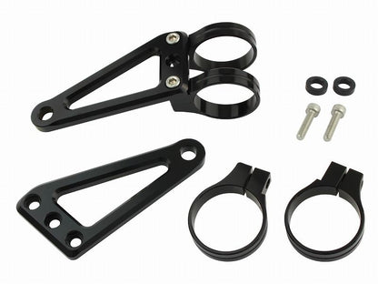 マシンドホリゾンロングヘッドライトステー 2サークルクランプタイプ 43mm ブラック