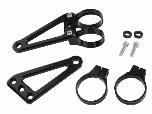 マシンドホリゾンロングヘッドライトステー 2サークルクランプタイプ 43mm ブラック