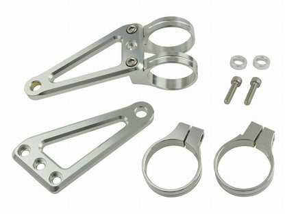 Machined Horizon Long Headlight Stay, 2-Circle Crank Type, 43mm, Silver