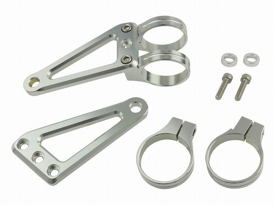 マシンドホリゾンロングヘッドライトステー 2サークルクランクタイプ 43mm シルバー