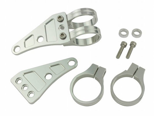 Machined Headlight Brackets, 2-Circle Clamp Type, 41mm, Silver
