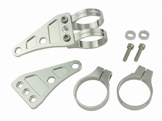 マシンドヘッドライトステー 2サークルクランプタイプ 43mm シルバー