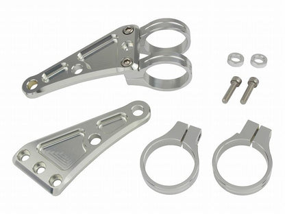 Machined Long Headlight Stays, 2-Circle Clamp Type, 41mm, Silver