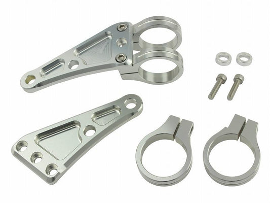 マシンドロングヘッドライトステー 2サークルクランプタイプ 39mm シルバー