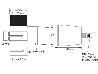 031077バーエンド用 M8アルミナット 2PCS