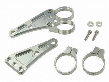 マシンドロングヘッドライトステー 2サークルクランプタイプ 43mm シルバー