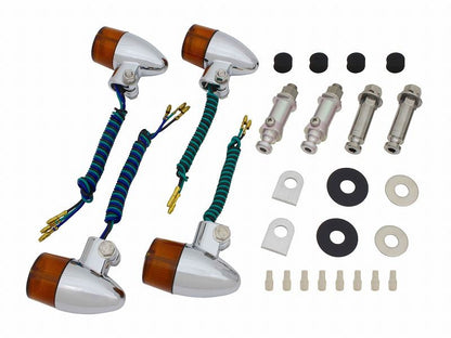 Bulb Type Turn Signal Set, Bullet Type, Chrome Body/Orange Lens, Bulb Type Turn Signal Set 250 Hornet 250