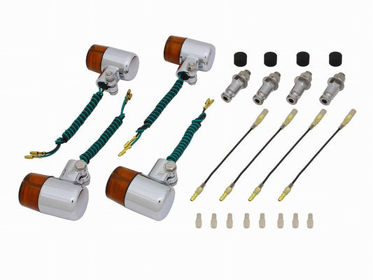 Valve Type Turn Signal Set 71 Type Chrome Body/Orange Lens SR400/SR500