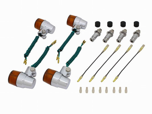 Valve Type Turn Signal Set Superbike Mini Type Chrome Body / Orange Lens SR400/SR500