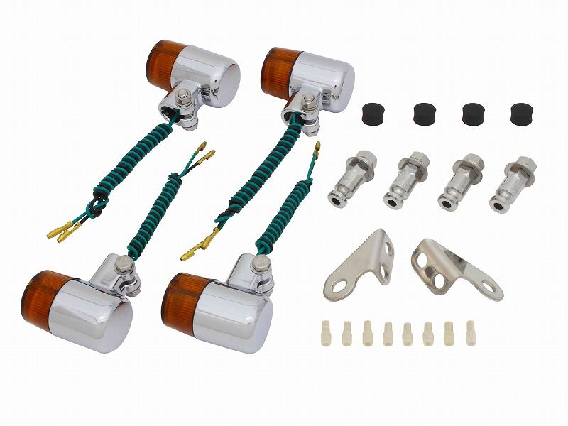 バルブタイプ ウインカーセット 71タイプ メッキボディ/オレンジレンズ TW200E/TW225