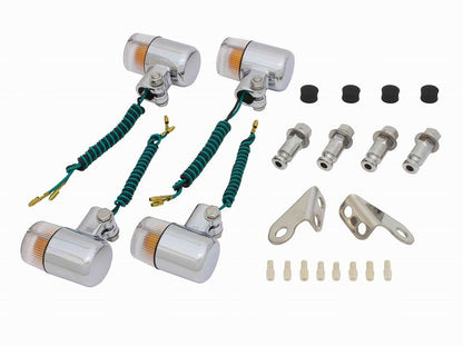 Bulb Type Turn Signal Set 71 Type Chrome Body/Clear Lens TW220E/TW225