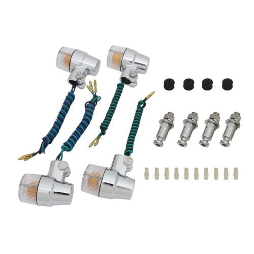 Bulb Type Turn Signal Set Super Bike Mini Type Chrome Body / Clear Lens XJR400/XJR400R/XJR1300
