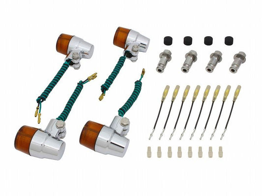 Valve Type Turn Signal Set Superbike Mini Type Plated Body/Clear Lens ESTRELLA/BALIUS/W650