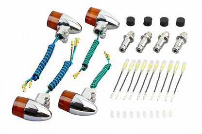 Valve Type Blinker Set Bullet Type Chrome Body/Orange Lens ZEPHYR400/ZEPHYR750/ZEPHYR1100/ZRX400