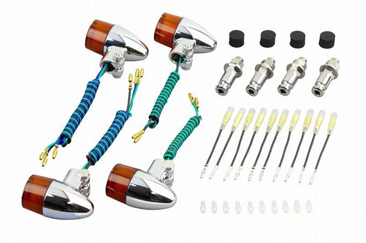 Valve Type Blinker Set Bullet Type Chrome Body/Orange Lens ZEPHYR400/ZEPHYR750/ZEPHYR1100/ZRX400
