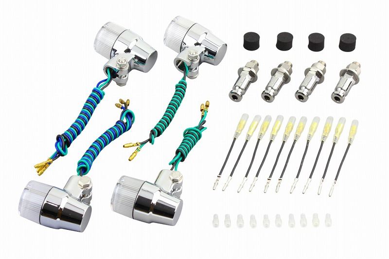バルブタイプ ウインカーセット スーパーバイクミニタイプ メッキボディ/クリアーレンズ ZEPHYR400 ゼファー400/ZEPHYR750 ゼファー750/ZEPHYR1100 ゼファー1100/ZRX400
