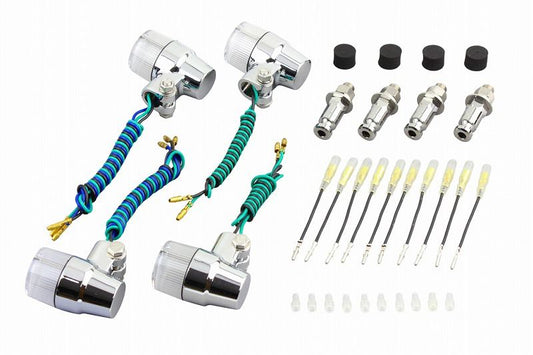 バルブタイプ ウインカーセット スーパーバイクミニタイプ メッキボディ/クリアーレンズ ZEPHYR400 ゼファー400/ZEPHYR750 ゼファー750/ZEPHYR1100 ゼファー1100/ZRX400