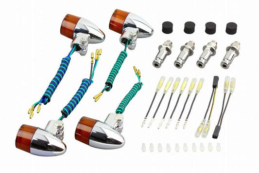 Bulb Type Turn Signal Set, Bullet Type, Chrome Body/Orange Lens for ZEPHYR400χ/ZEPHYR750/ZEPHYR1100/ZRX400
