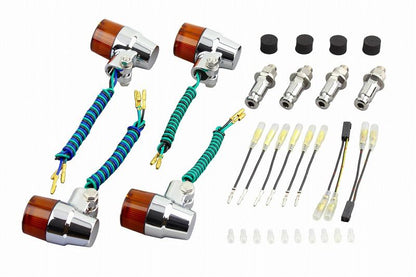 バルブタイプ ウインカーセット スーパーバイクミニタイプ メッキボディ/オレンジレンズ ZEPHYR400χ ゼファー400カイ/ZEPHYR750 ゼファー750/ZEPHYR1100 ゼファー1100/ZRX400