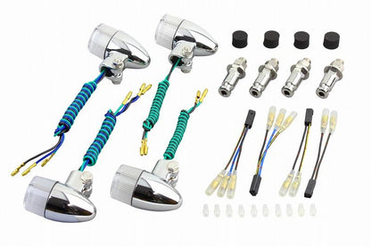 Valve Type Turn Signal Set Cast Bullet Type Chrome Body/Clear Lens ZRX400/ZEPHYR750