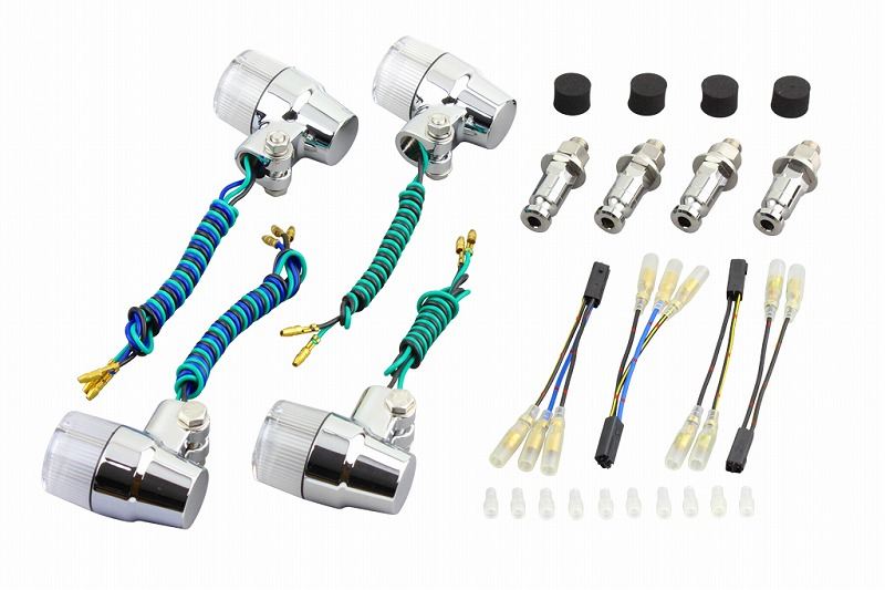 バルブタイプ ウインカーセット スーパーバイクミニタイプ メッキボディ/クリアーレンズ ZRX400/ZEPHYR750 ゼファー750