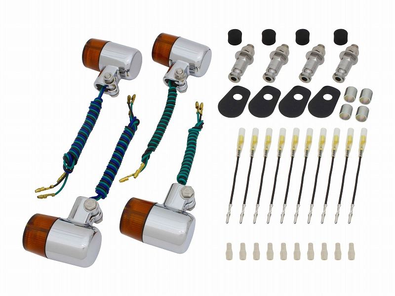 バルブタイプ ウインカーセット キャスト71タイプ メッキボディ/オレンジレンズ ZRX400/ZRX1100/ZR-7